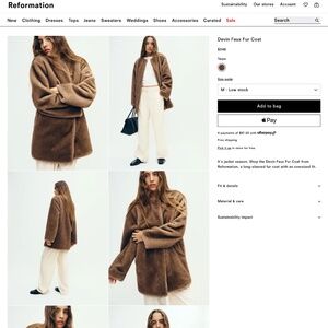 Reformation Devin Faux Fur Coat Brown - Size M